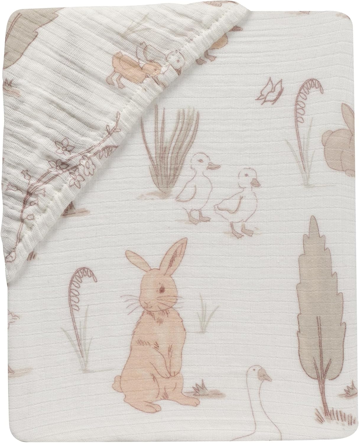 Lambs & Ivy Signature Bunny Hop Organic Cotton Muslin Baby Fitted Crib Sheet