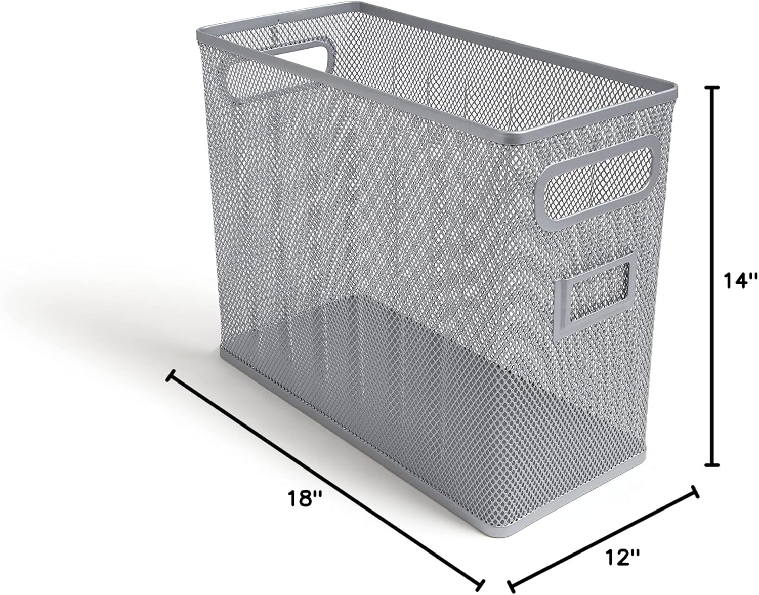 TRU RED Wire Mesh File Organizer, Silver, with dimensions labeled