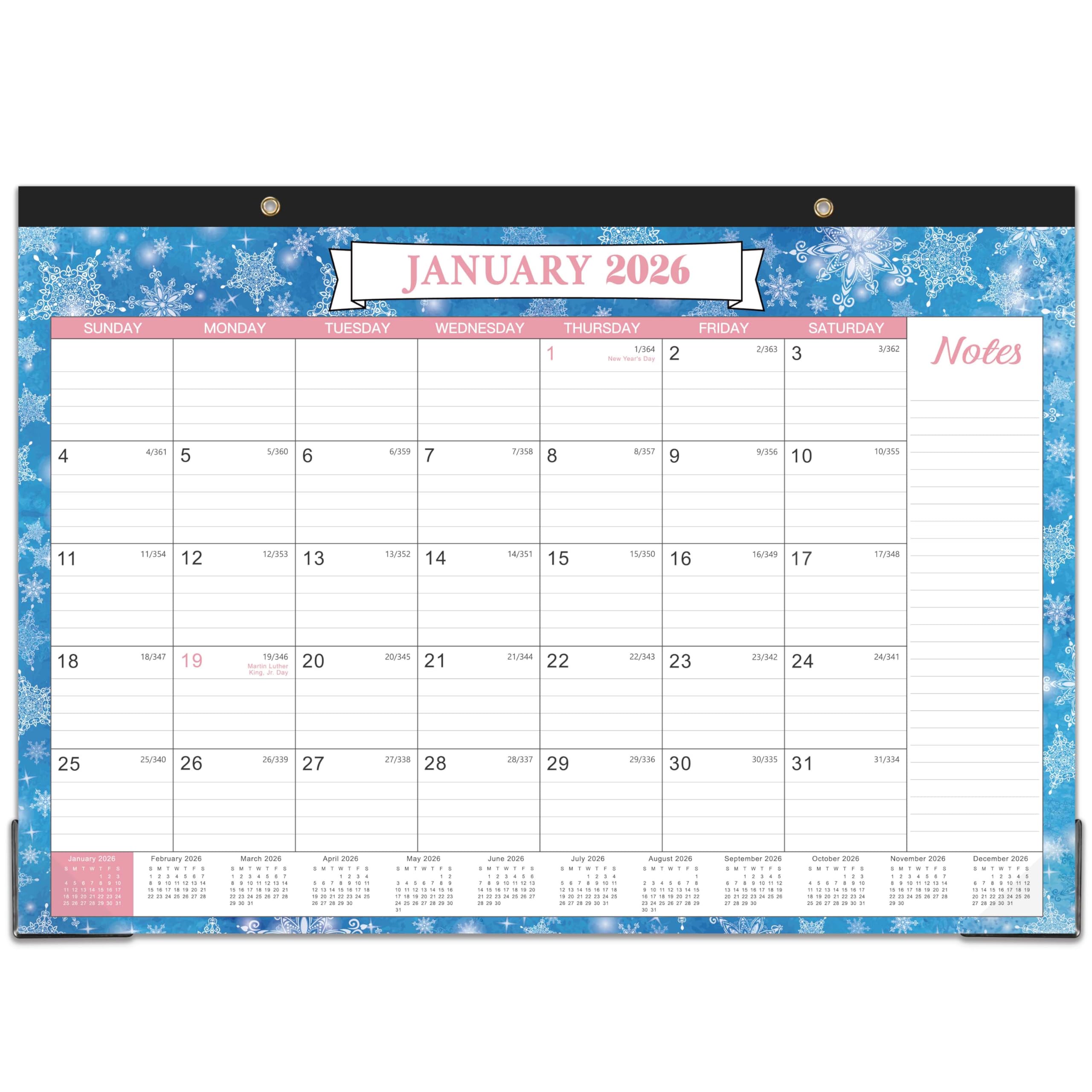 Desk Calendar 2026 - Monthly 2026 Desk Calendar, 16.9"×12.1", Jan 2026 - Dec 2026, Desk/Wall Calendar with Large Ruled Blocks, Corner Protectors - 12