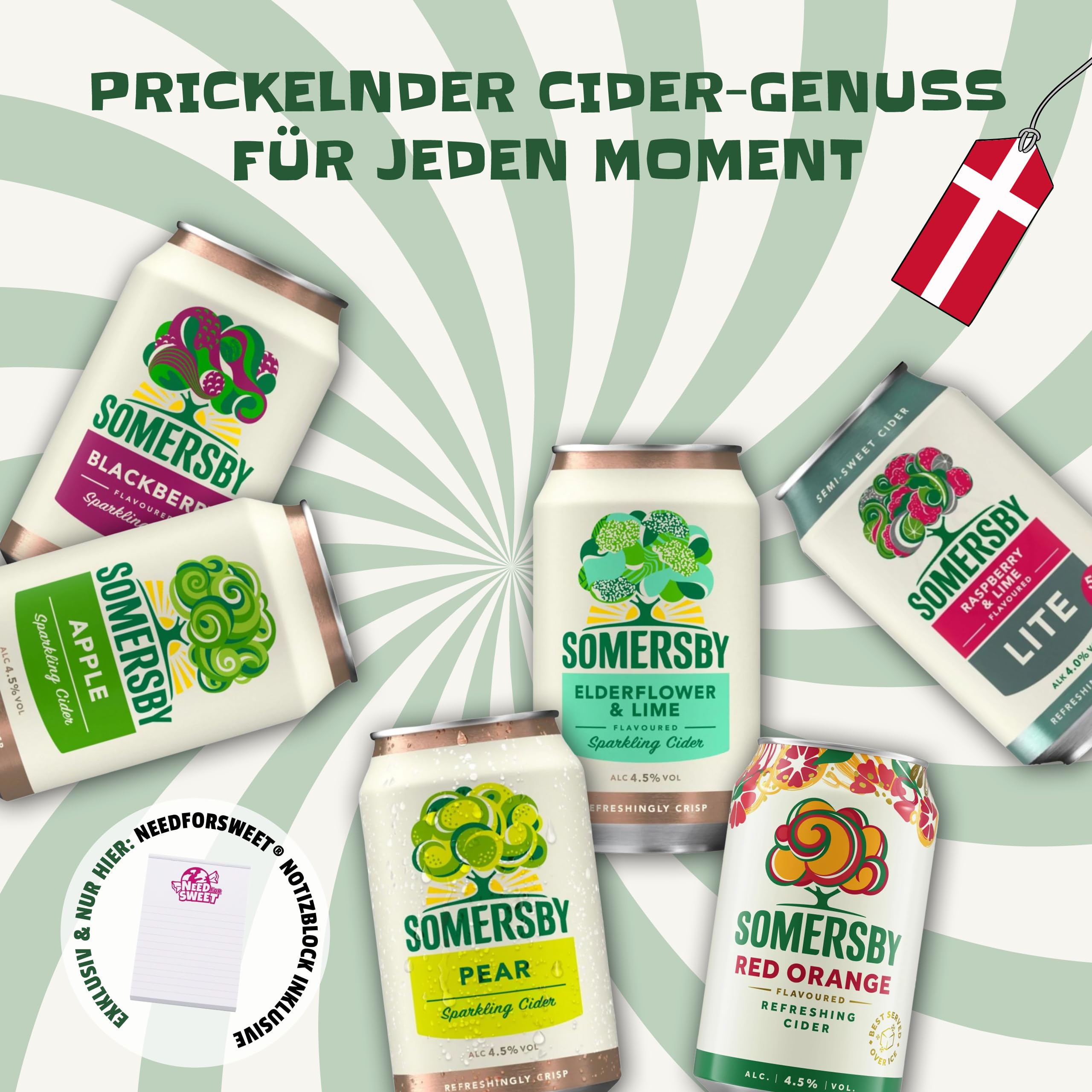Somersby Cider MEGA MIX Pear Red Rhubarb Blackberry Elderflower Lime Blueberry Apple 4,5% Vol. 24 x 0,33 l