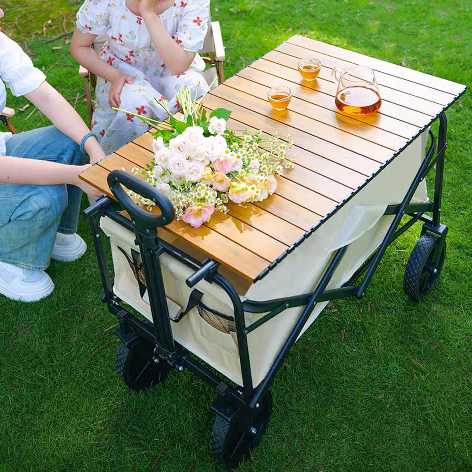 Genérico Tablero para Carro Exterior,75x55cm Tablero De Carro De Jardín De Metal,Mesa Plegable De Camping,Accesorios De Campamento para Actividades De Viaje Coche Barbacoa Interior Camping Playa