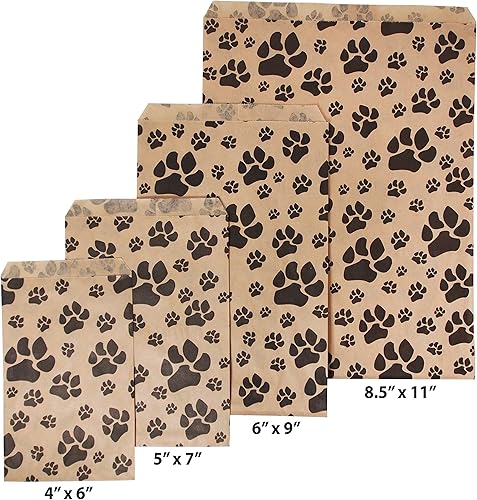 Miniatura 2 de CuteBox Pawprint - Bolsas de regalo de papel plano de estraza (100 unidades (6 x 9 pulgadas) para manualidades, recuerdos de fiesta, venta al por