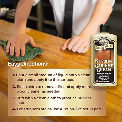 Miniatura 6 de PARKER  BAILEY Crema de armario de cocina  Limpiador de madera multisuperficie y pulido de muebles de limpieza de brillo rápido protector de