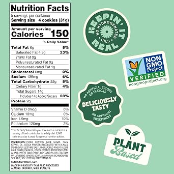 Back to Nature Fudge Mint Cookies, Plant-Based, Non-GMO, Made with Wheat Flour, Snack Happy, 5.5 oz Box