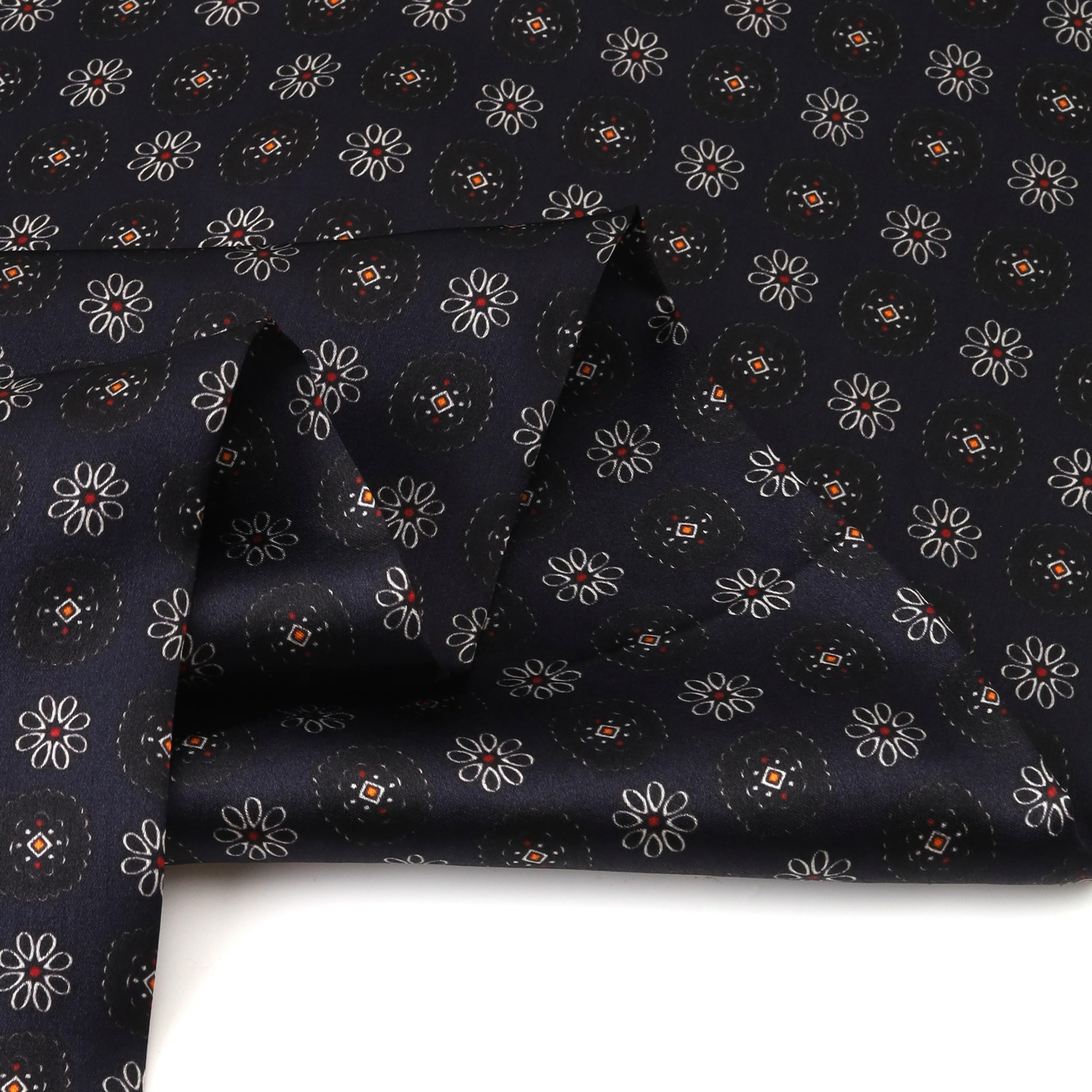 JWSilk Bufanda larga de seda Charmeuse para hombre, azul marino (Navy Squares), 63"x10"