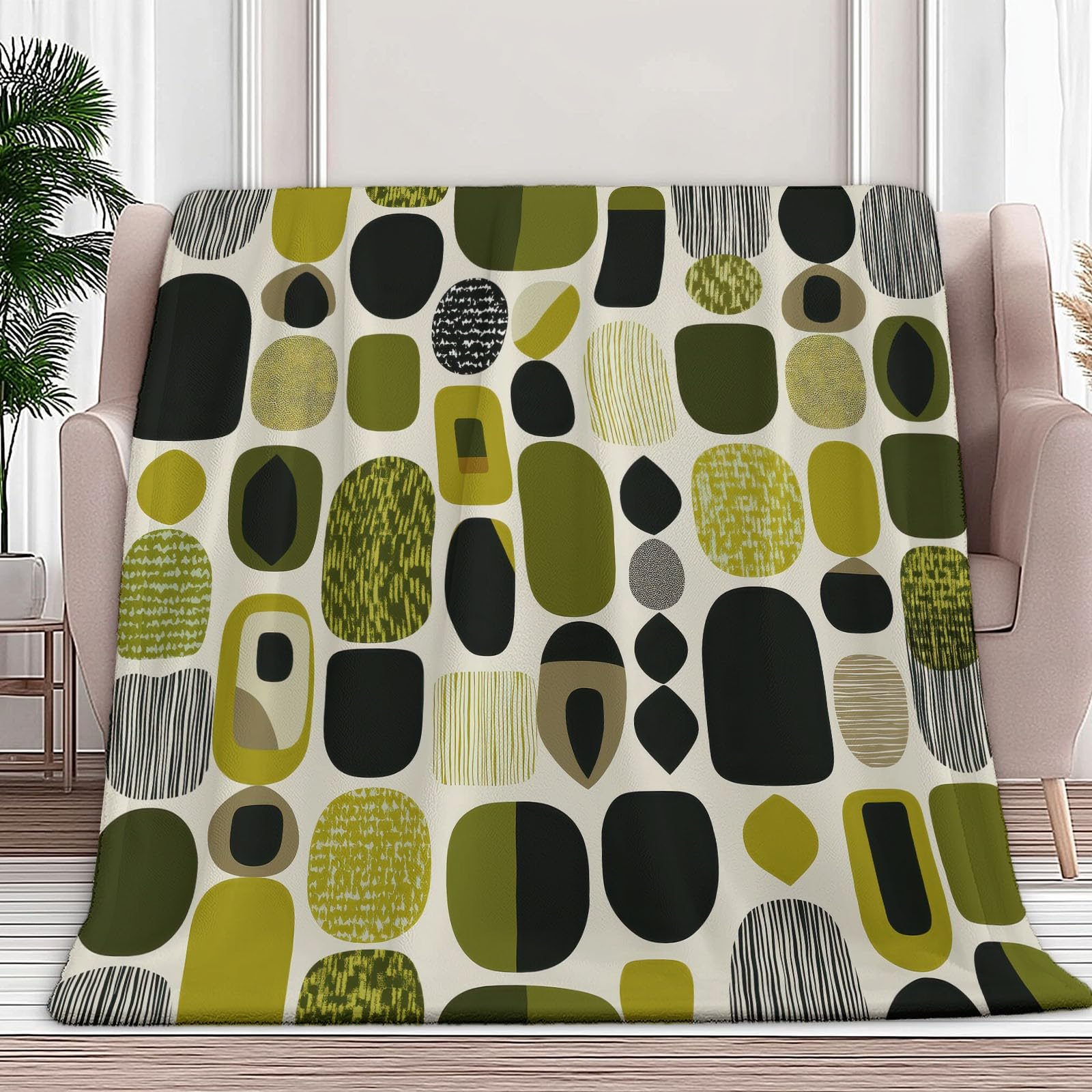 Plaid Couverture Polaire Vert Olive Contre le Froid de l'Hiver