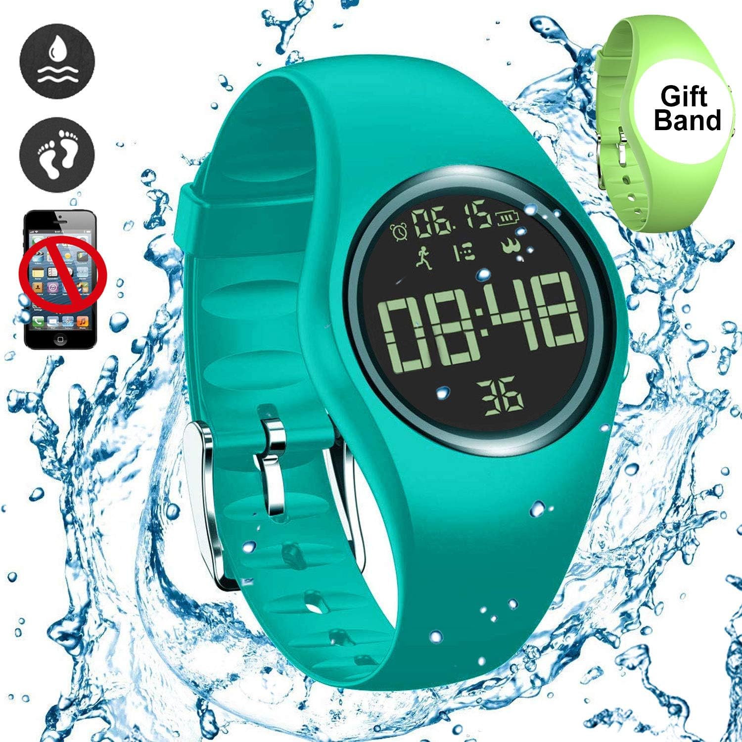 3D Non-Bluetooth Pedometer Watch Sport Wristband IP68 Swimming Water-resistant Fitness Tracker with Accurately Track Steps/Distance/Calorie/Clock/Timer for Walking Running Kids Men Women (Marrs Green) : Sports & Outdoors
