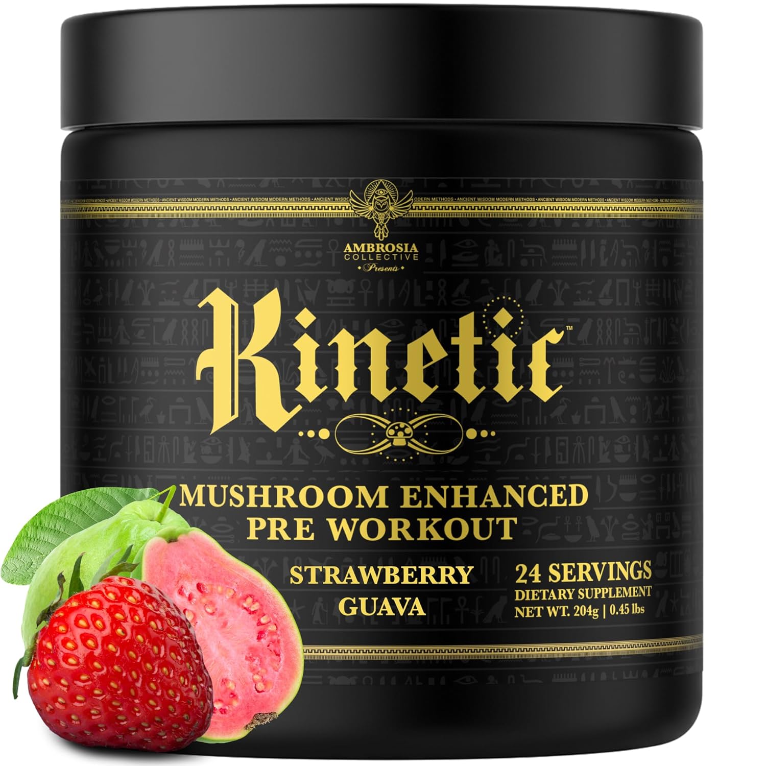 Ambrosia Kinetic - Organic Pre Workout Powder | Mushroom-Enhanced Natural Pre Workout | Nootropic Superfood Powder for Clean Energy, Focus, Recovery | 24 Servings | Strawberry...