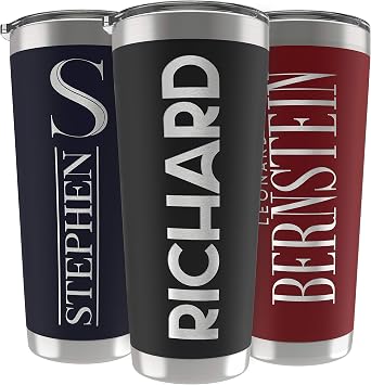 Personalized Gifts For Men - 30 Oz. Custom Tumblers w/Lid, Black - Insulated Travel Coffee Mugs - Optional Straw Set, Stainless Steel Double Wall Coffee Tumbler, Personalized Cups