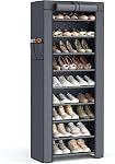 SONGMICS 10-Tier Shoe Rack, Shoe Storage Organizer Cabinet, Black URXJ10H01 | Shoe Storage Organizer Cabinet with Dustproof Cover, Free-Standing, for Closet, Entryway, for Sneakers URXJ10H01