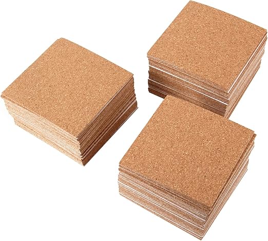 110 Pack Self Adhesive Cork Squares and Round DIY Adhesive Cork Board for Coasters and DIY Crafts