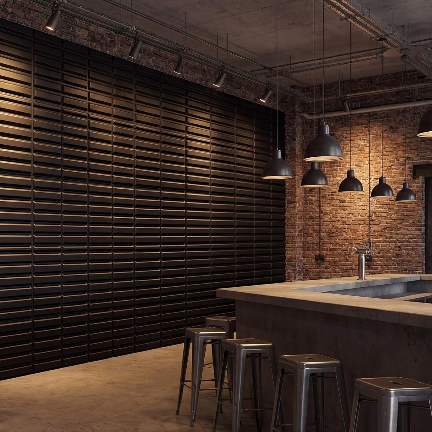 3D Wall Panel Diamond for Interior Wall Decor,Waterproof, Heat Resistant PVC Wall Panel 11.8''x11.8'' Diamond Accent Panels for Living Gaming Room, Bedroom, Office, 12 Pack (BS-2152-Black)