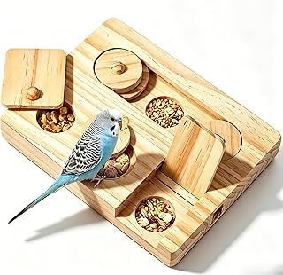 6 in 1 Birds Foraging Puzzle, Wooden Parakeets Feeding Toy, Vogelspielzeug Mit Futterbox, Interaktives Spielzeug Vogel, Geeignet Für Mittlere Papageien, Wellensittiche, Hamster Und Weitere Kleintiere
