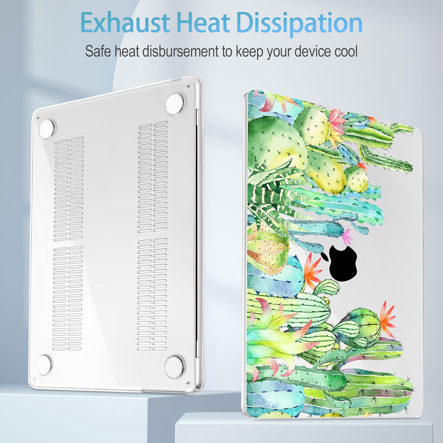 Mektron for 2026 MacBook Air 13-inch M5 Laptop Case A3449 with 13.6-inch Liquid Retina Display Fits 2025 A3240 M4 2024 A3113 M3 2023 A2681 M2 Printed Shell for MacBook Air 13.6", Watercolor Cactus