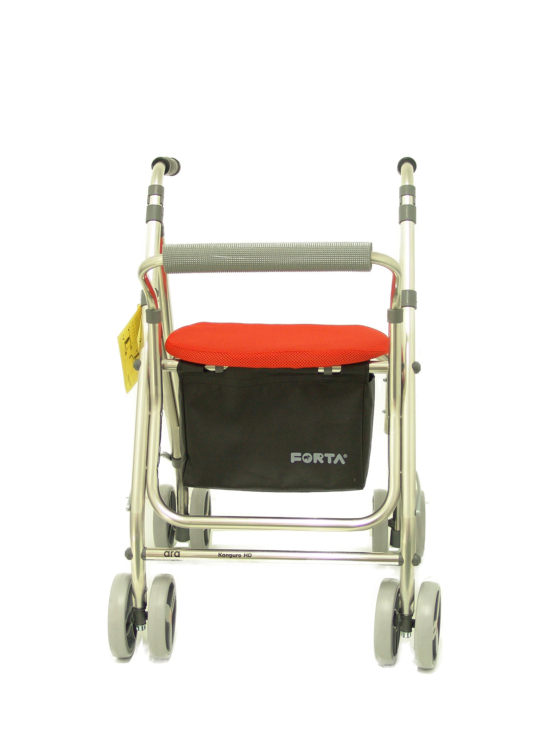 Forta fabricaciones - Andador de 4 ruedas para ancianos Kanguro FORTA - Kanguro HD, Naranja