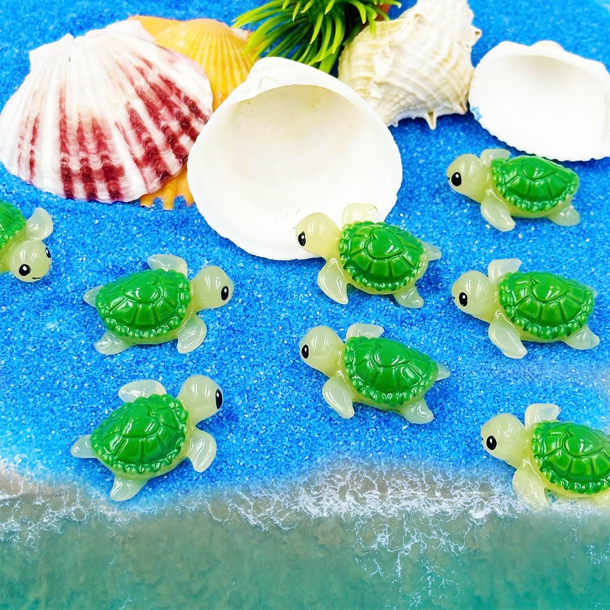 Suartus Mini Green Turtle - 30Pcs Resin Miniature Sea Turtle Figurines Tortoise Turtles Miniature Figurines Ocean Animals Outdoor Statue for Fairy Garden Micro Landscape Decor Ornament - Image 7