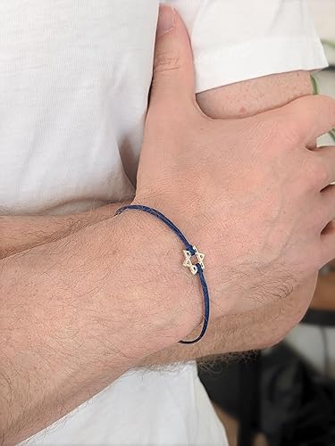 Miniatura 4 de Star of David men's bracelet, silver, gift for him, blue bracelet for men, Bar Mitzvah gift, Jewish, Hebrew Jewelry from Israel, judaica