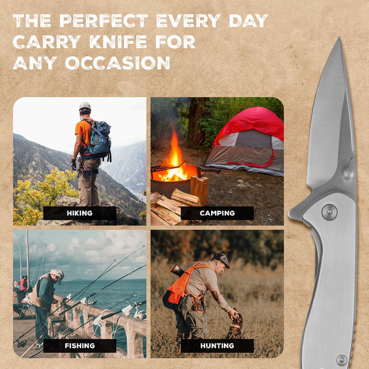 Mini Pocket Knife - G10 Scaling, 2.5" Sharp Blade, 5.75" Overall Length, Liner Lock on Frame, AUS-8 Stainless Steel Blade & Handle, Plain Drop, Reversible Clip, Ball Bearing Pivot, Small Pocket Knives & Folding Knives, Ideal for EDC