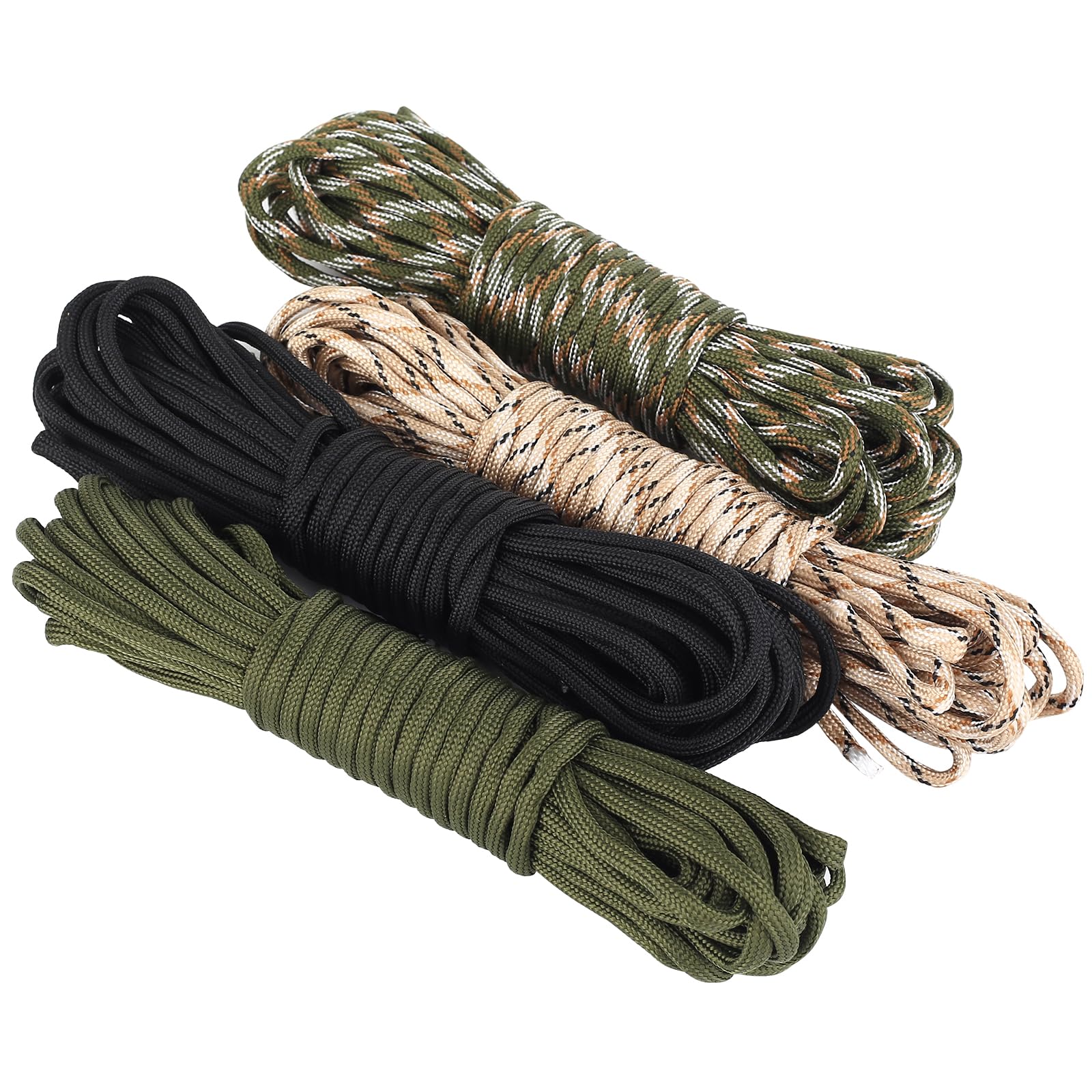 4 Unidades de Cuerda Paracord Multiusos, 4mm Grosor x 10m Largo, para Proyectos de Manualidades, Senderismo, Camping y Aire Libre