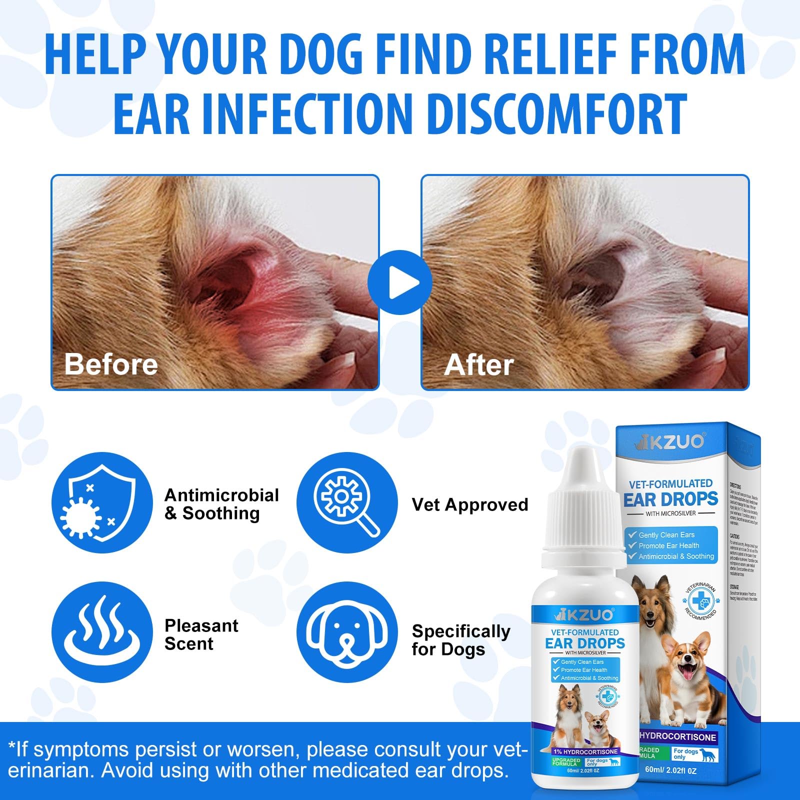 Dog Ear Infection Treatment, Dog Ear Drops with 1% Hydrocortisone for Dog, for Dog Yeast Infection, Soothe Itching, Redness, & Swelling - Vet Recommended - image 2