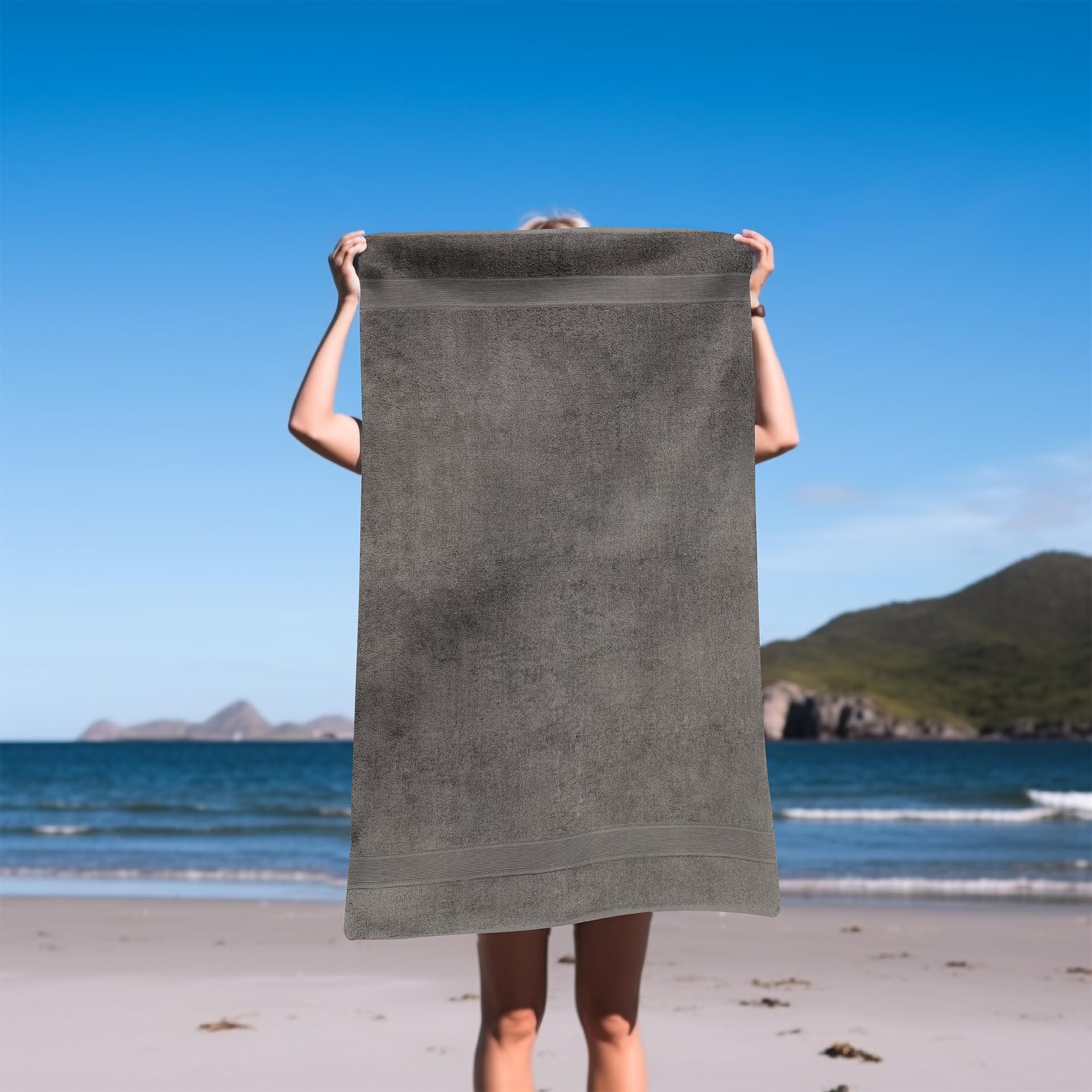 Serviette De Toilette Sweet Needle Draps De Bain 100x150 Cm - Lot De 2 - 100% Coton Absorbant - Hôtel, Spa, Maison - Vert Olive Drap De Bain 100x150 700g/m2