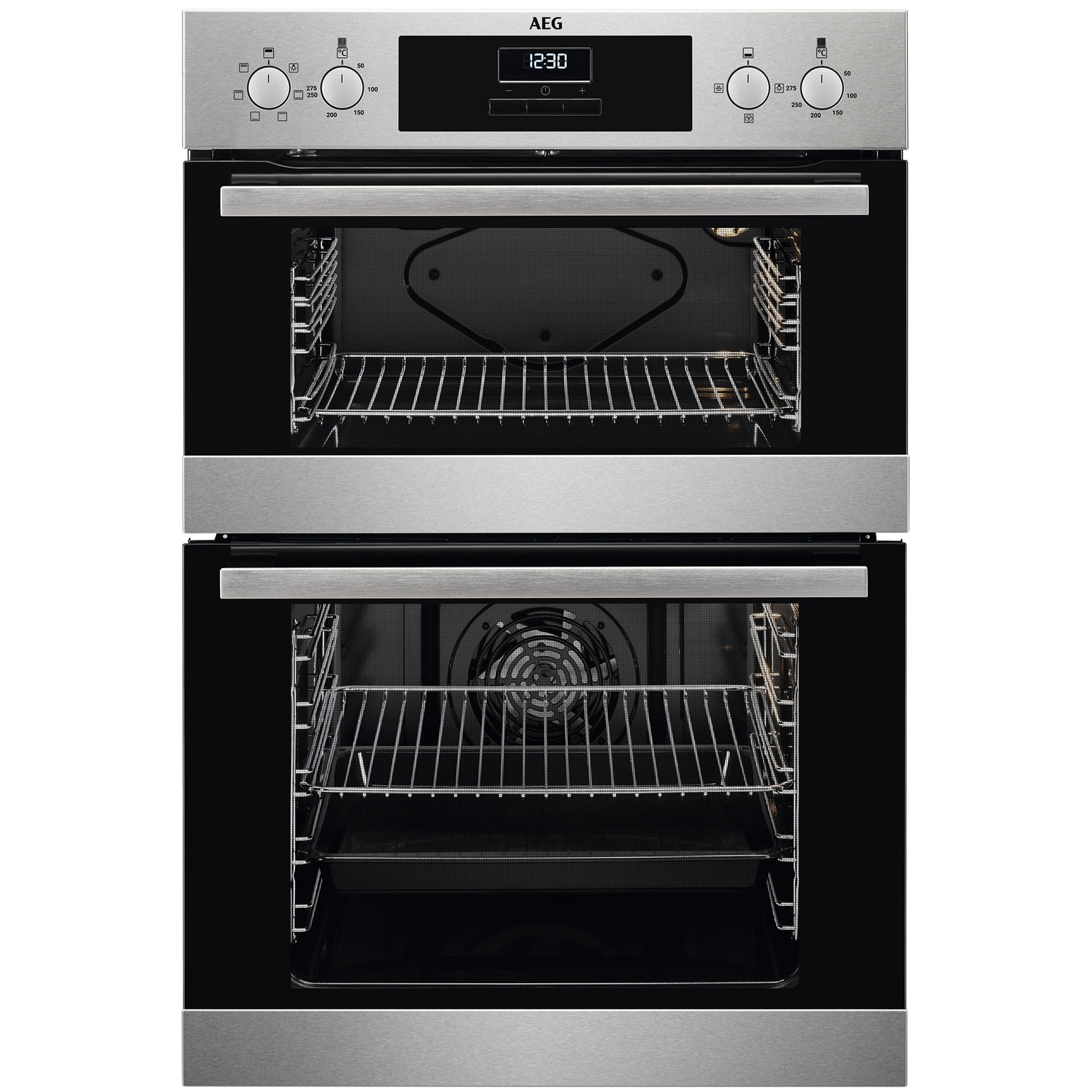 AEG 6000 Built In Electric Double Oven DEB331010M, Multilevel Cooking, 66L Main Capacity, 875x560x550 mm, Enamel Cleaning, LED Display, Stainless Steel