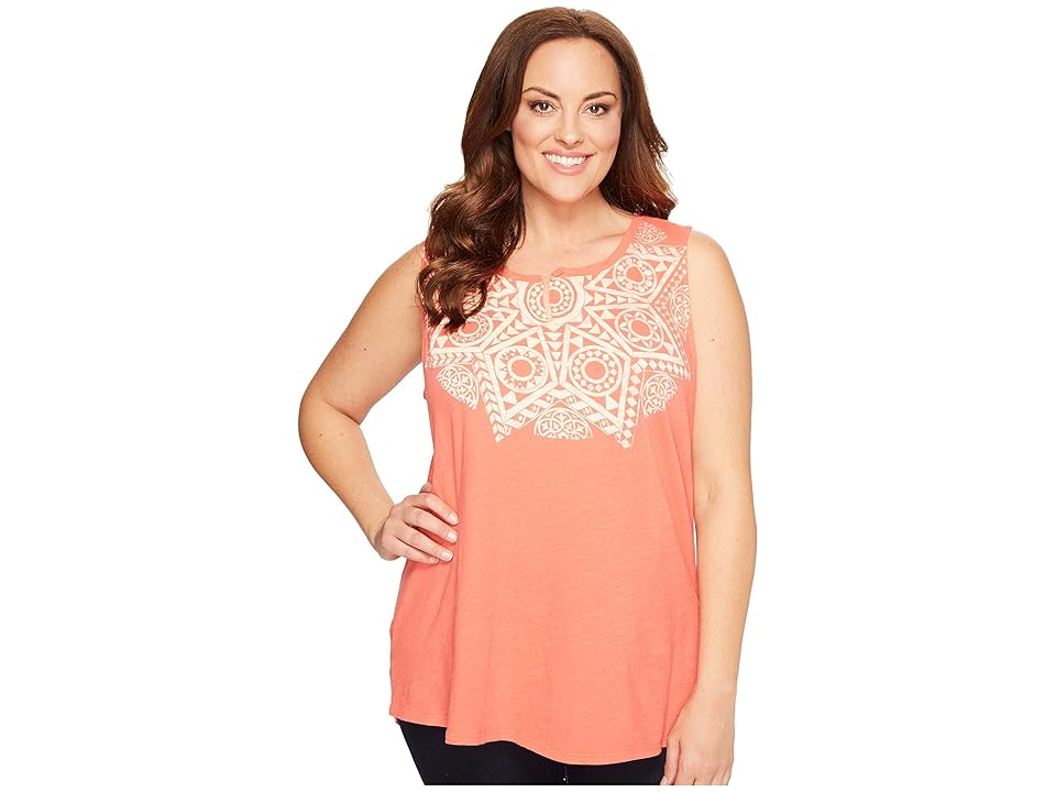 

Lucky Brand Plus Size Mosaic Star Tank Top (Coral Quarts) Women's Sleeveless