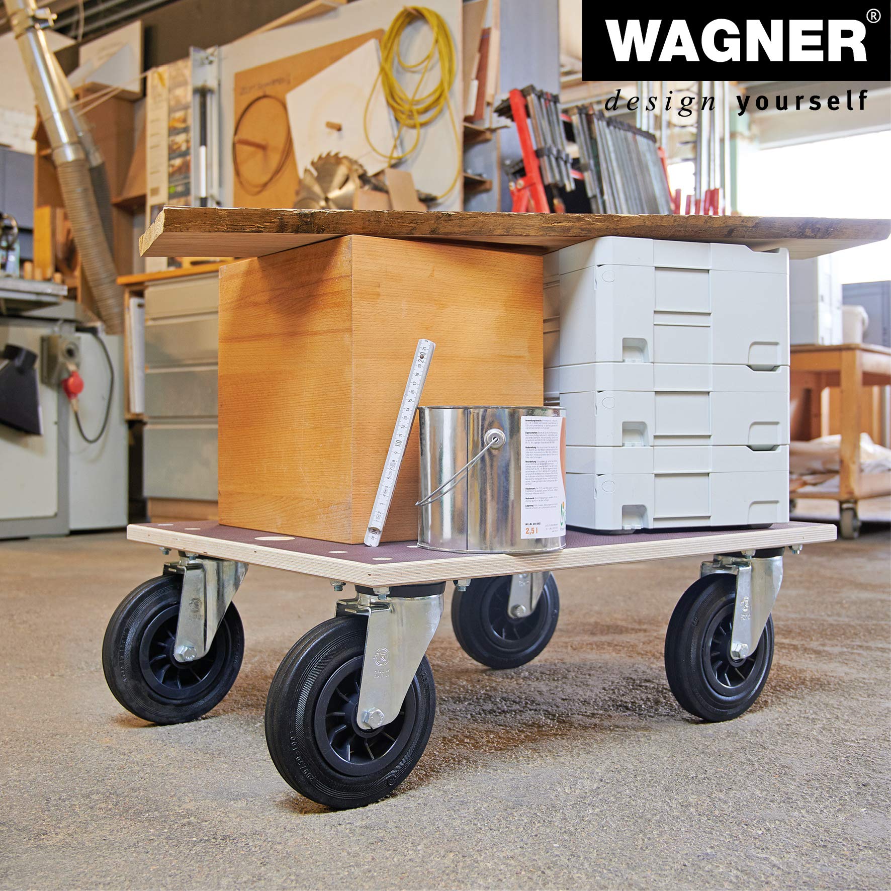 WAGNER, brązowy, (dł.) 78 x (szer.) 59 x (wys.) 26 cm, twarde rolki