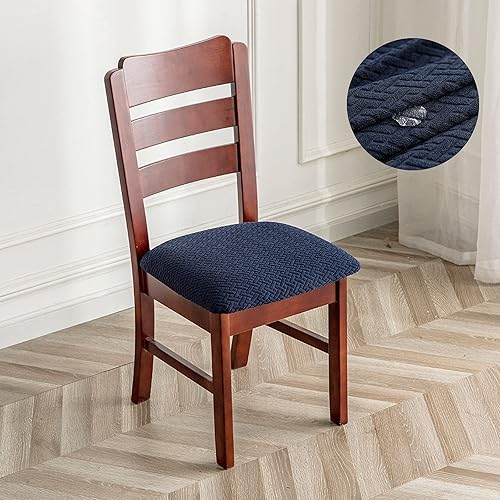 Miniatura 7 de Genina - Fundas impermeables de asiento para sillas de comedor y cocina (color azul marino, 2 piezas)