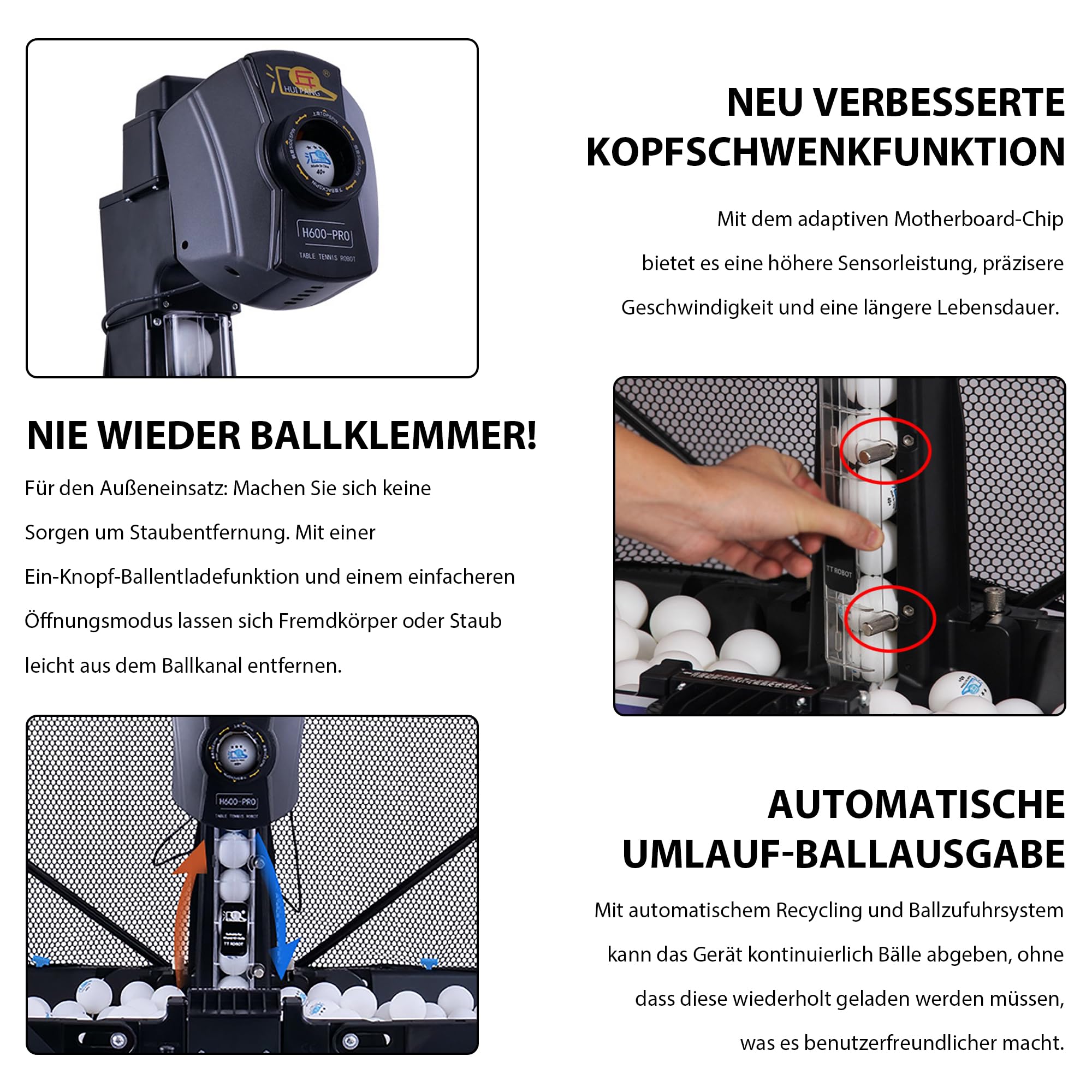 Tischtennis Roboter, Tischtennis Roboter Ballmaschine mit Netz, Table Tennis Robot für Einzeltraining kein manuelles Ballsammeln