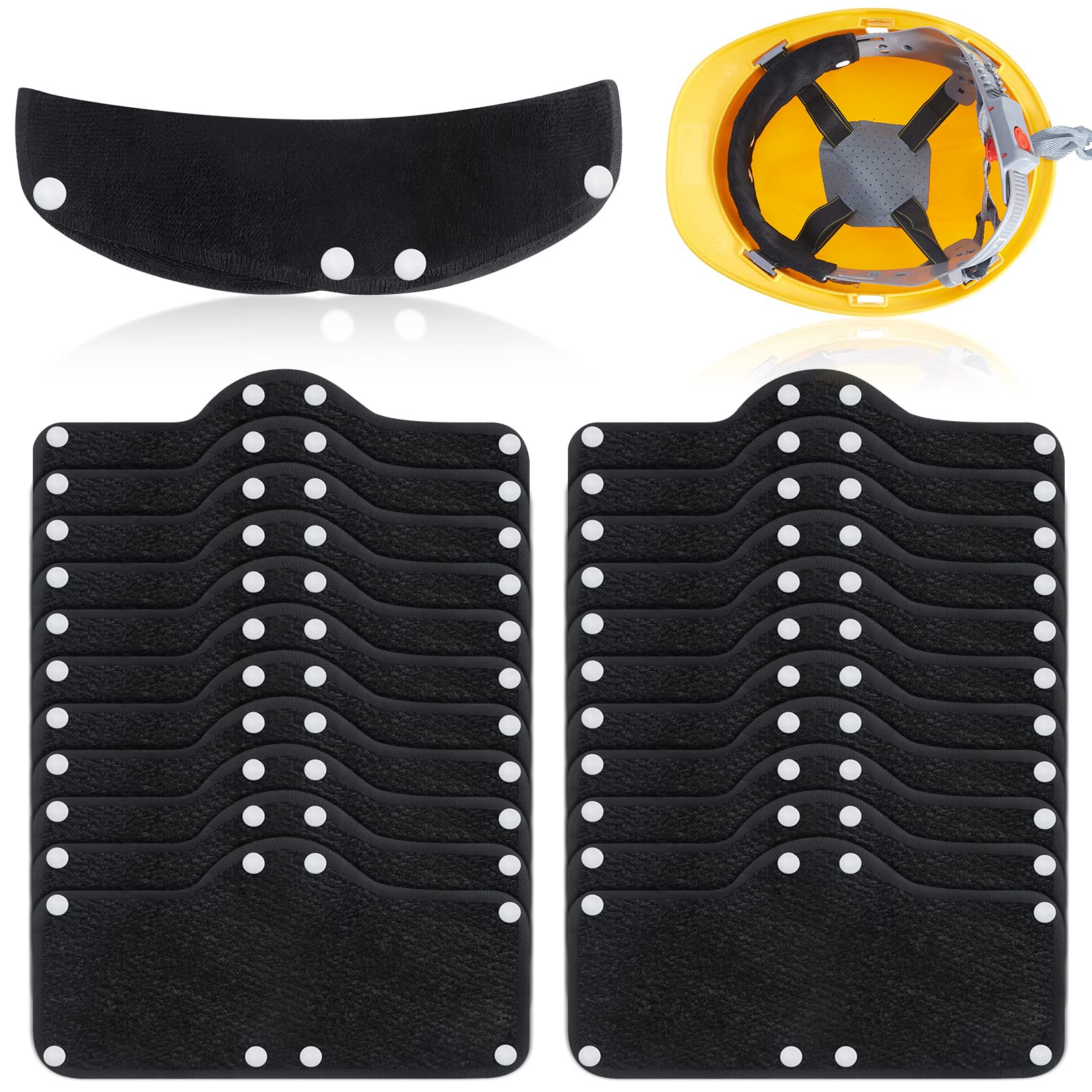 Didaey 50 Pcs Hard Hat Sweatband Cotton Washable Helmet Hard Hat Liner Reusable Headband Accessories Helmet Comforter Pad(Black)