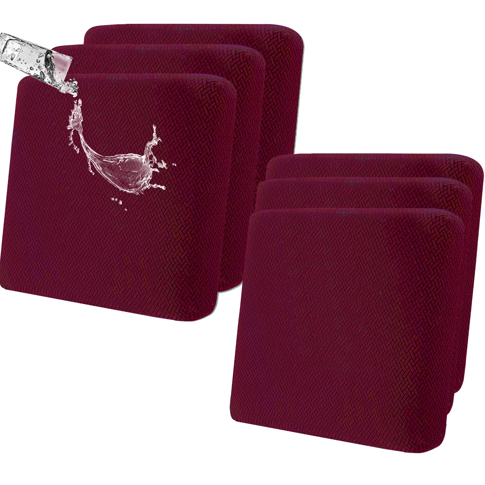 SHANNA Waterproof Couch Cushion Cover: 6Pcs Outdoor Cushion Covers High Elastic Magic Sofa Cover Washable Furniture Protector Suitable for Sofa Pets (Wine Red) — image 1