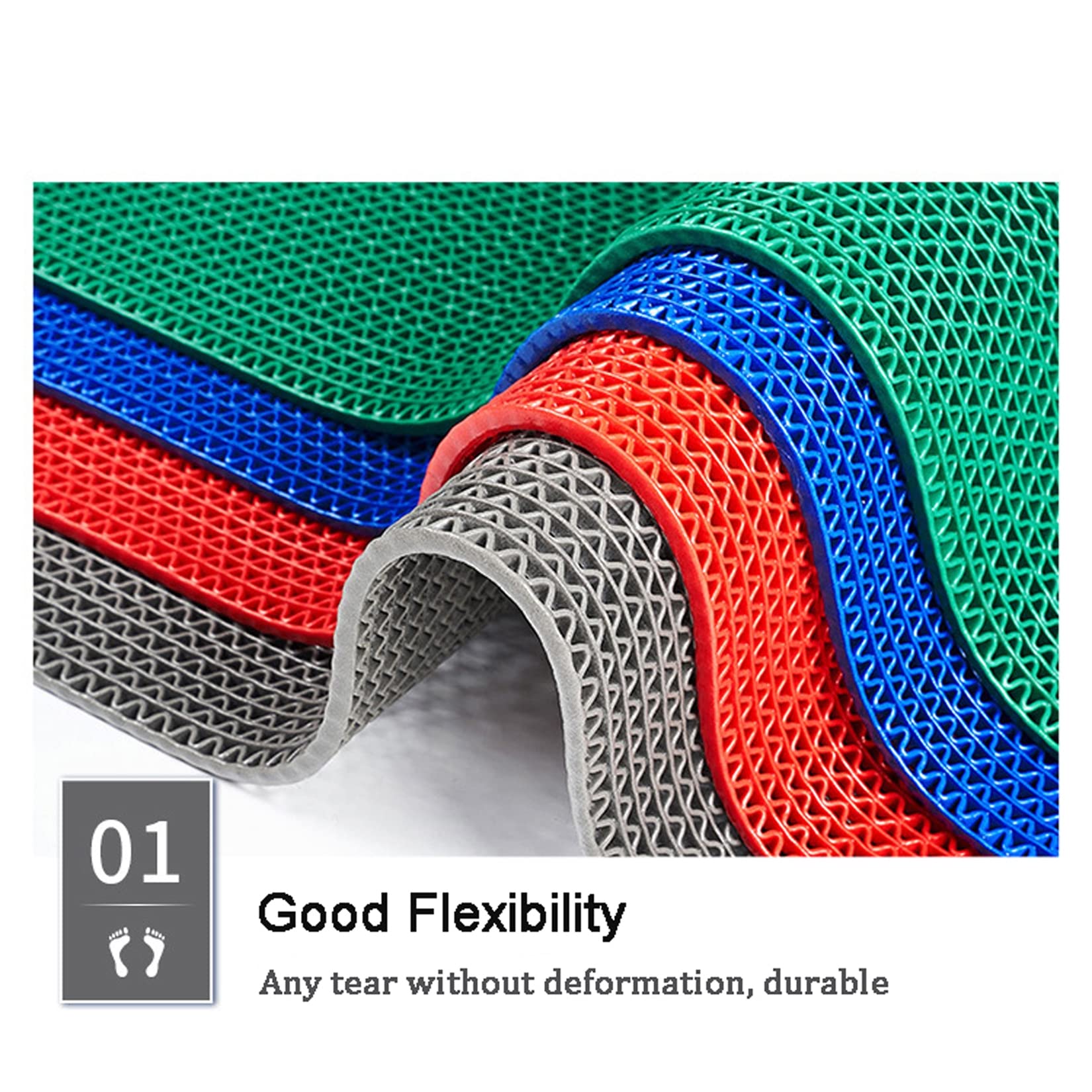 Drainage Non Slip Mats 3'x10' Heavy Duty Commercial Floor Mat Mesh Hollow Door Mat Roll for Swimming Pool Bathroom Kitchen Garage Indoor Outdoor Wet Area,Blue,0.9×3M/3×10FT