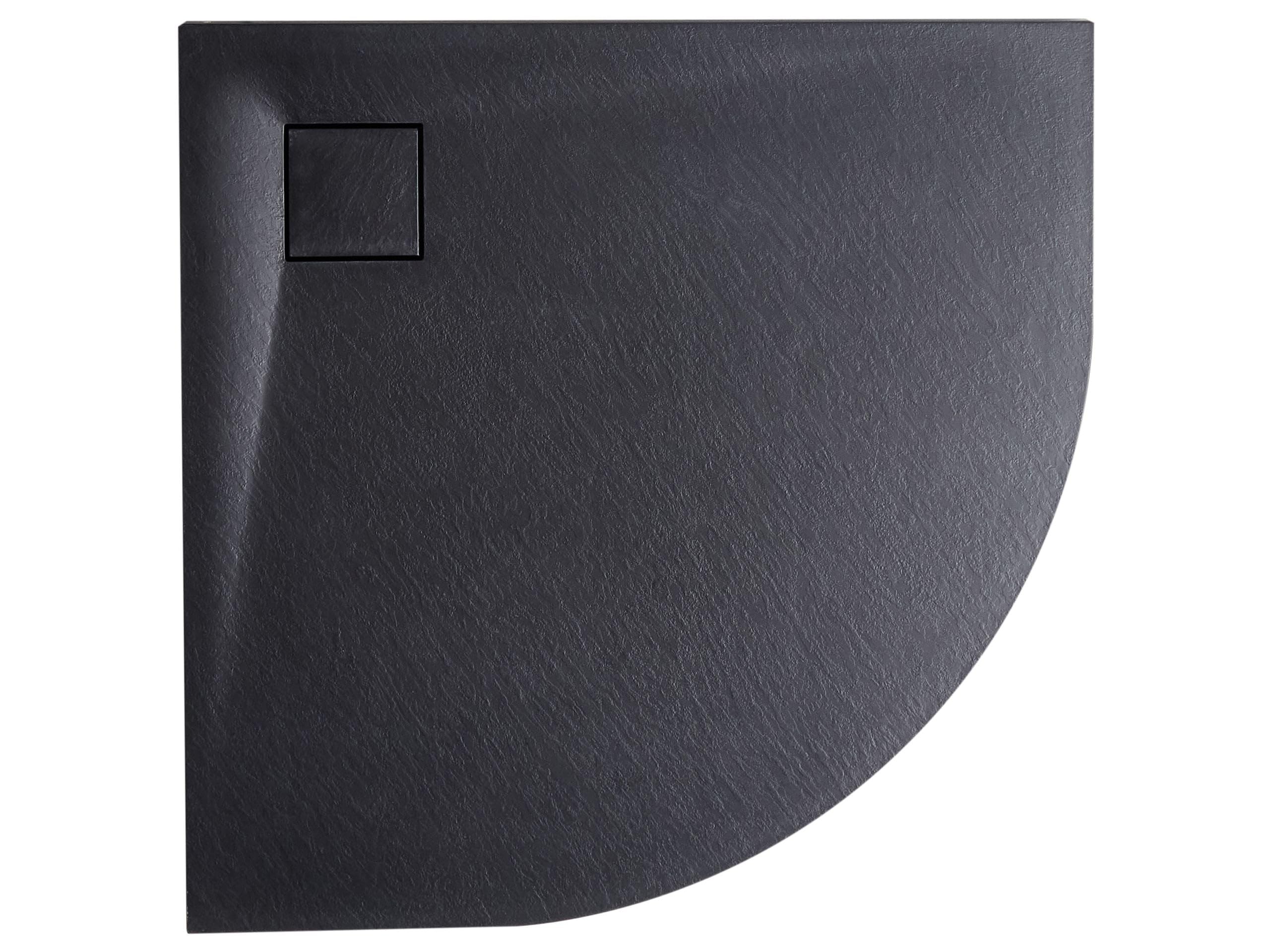 Brodzik prysznicowy z syfonem z materiały SMC czarny efekt naturalnego kamienia 90 x 90 x 3 cm Paron