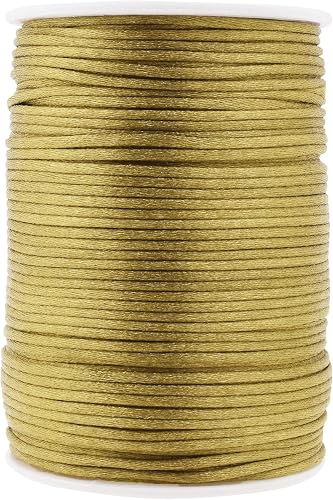 Mandala Crafts 2mm Beige Rattail Satin Cord for Macrame Chinese Knotting