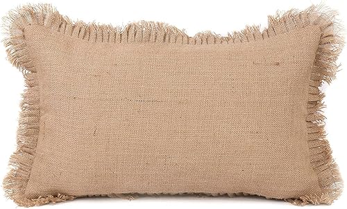 Miniatura 9 de Funda de almohada de yute (volantes, estilo rústico, 20 x 20 pulgadas, paquete de 1)