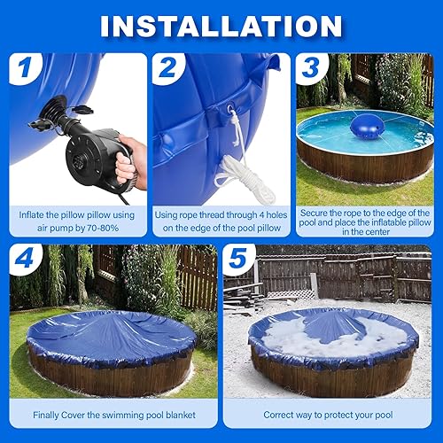 Miniatura 5 de Almohadas de piscina de invierno para piscinas sobre el suelo, almohada de aire de invierno de 4 x 4 pies para cerrar la piscina sobre el suelo,