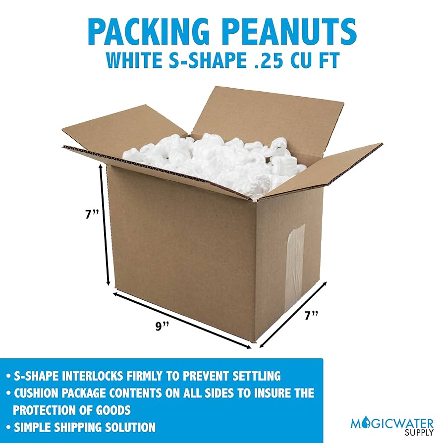 BIODEGRADABLE Loose Fill Packing Peanuts, 7 Cubic Feet, White- DELIVER