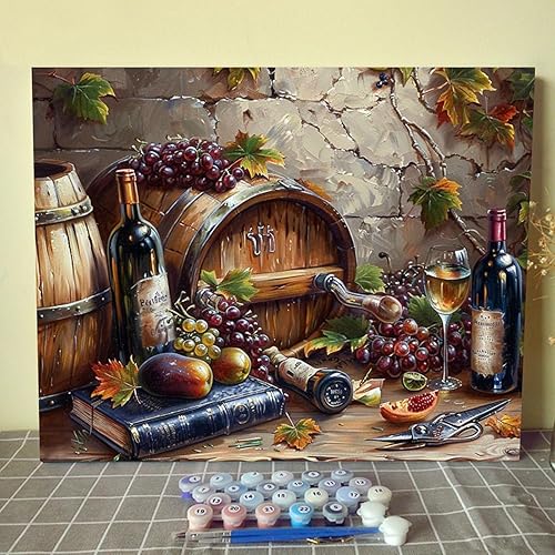 Miniatura 24 de Pintura de frutas por números para adultos, pintura al óleo digital de uva, sandía, naranja, melocotón, ciruela, lienzo, pintura acrílica, divertida
