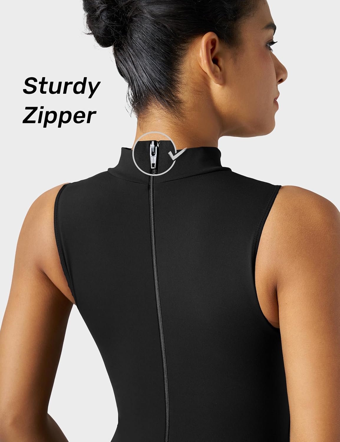 speerise Women Sleeveless Turtleneck One Piece Romper for Yoga Workout Jumpsuit with Tummy Control Bodysuit - Image 3