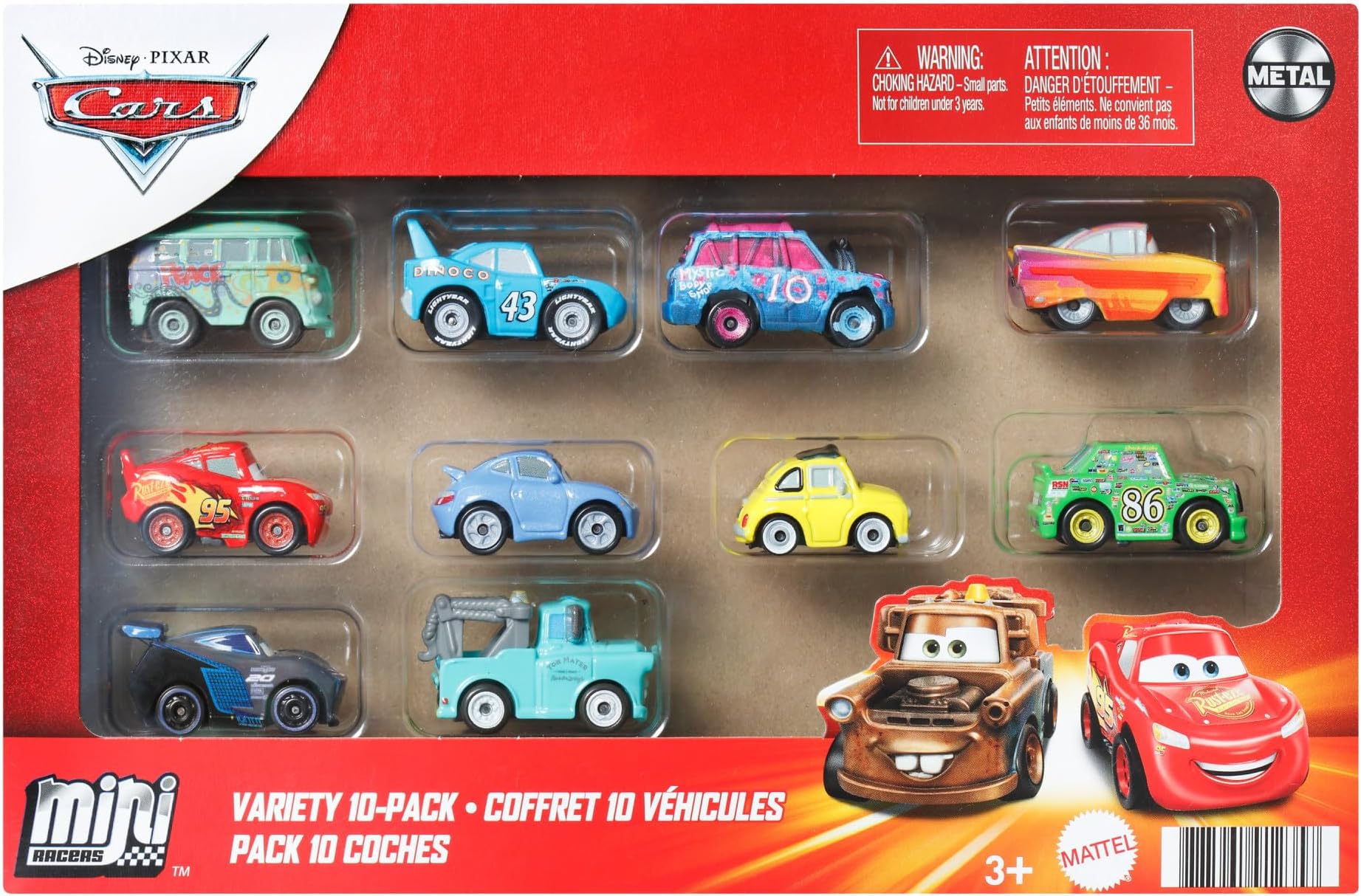 Mattel Disney Pixar Cars Mini Racers 10 Pack of Collectible Toy Vehicles for Kids & Collectors Ages 3 Years Old & Up (Amazon Exclusive)