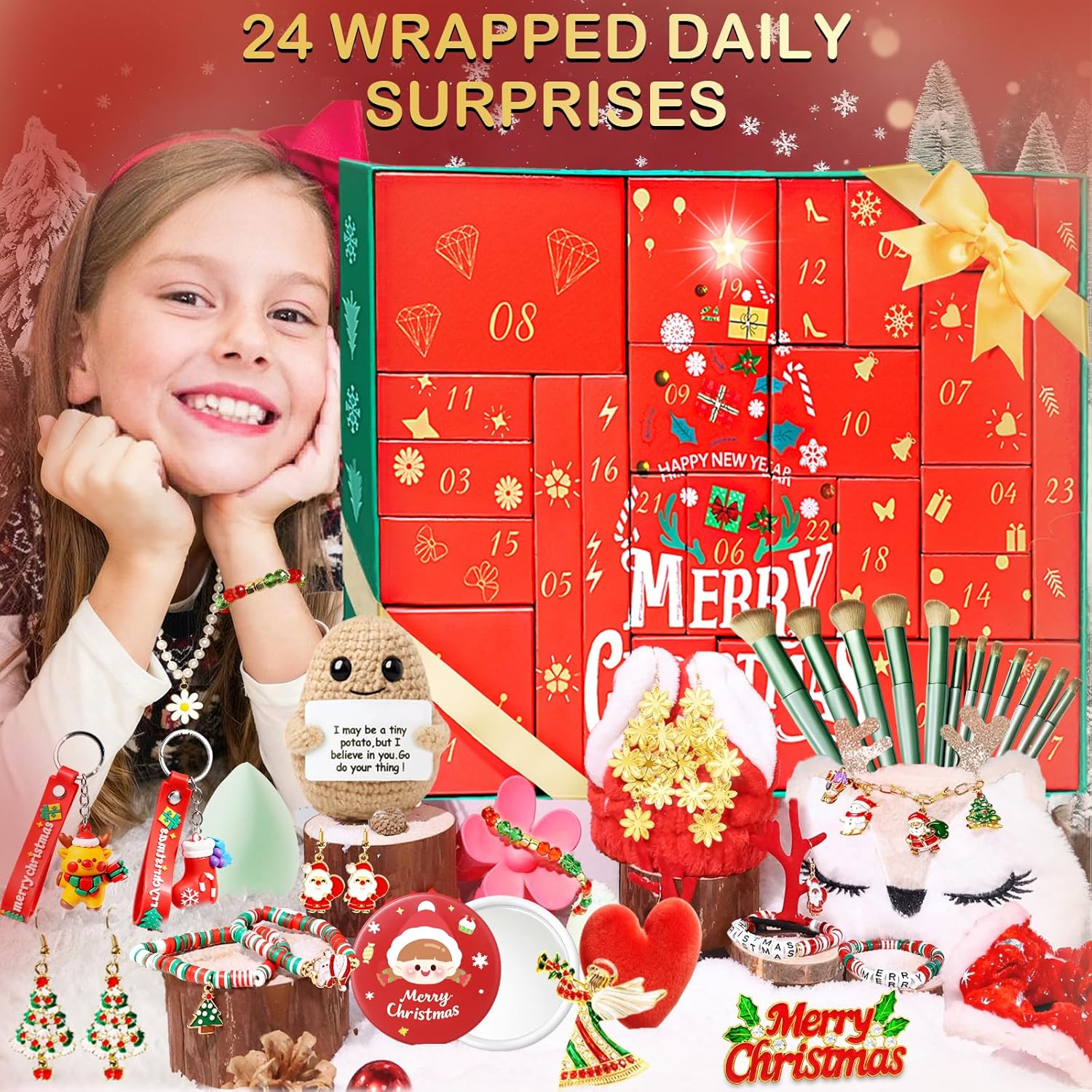 Beauty Advent Calendar 2025 for Teen Girls & Adult Women -24 Days Christmas Countdown Calendar, Fashion and Jewelry Sets Individually Boxed Makeup Surprises, Trend-Infused Gifts for Wife, Mom, Friends - Image 2