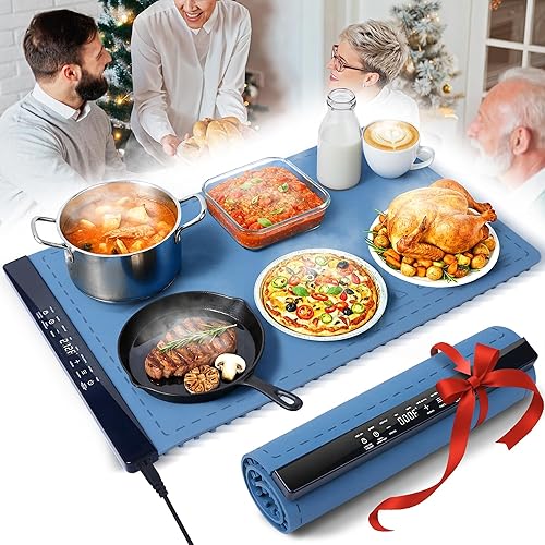Tapete de calentamiento de alimentos - Tapete de calentamiento rápido y uniforme para alimentos con 6 modos de temperatura para el hogar, buffet o RV