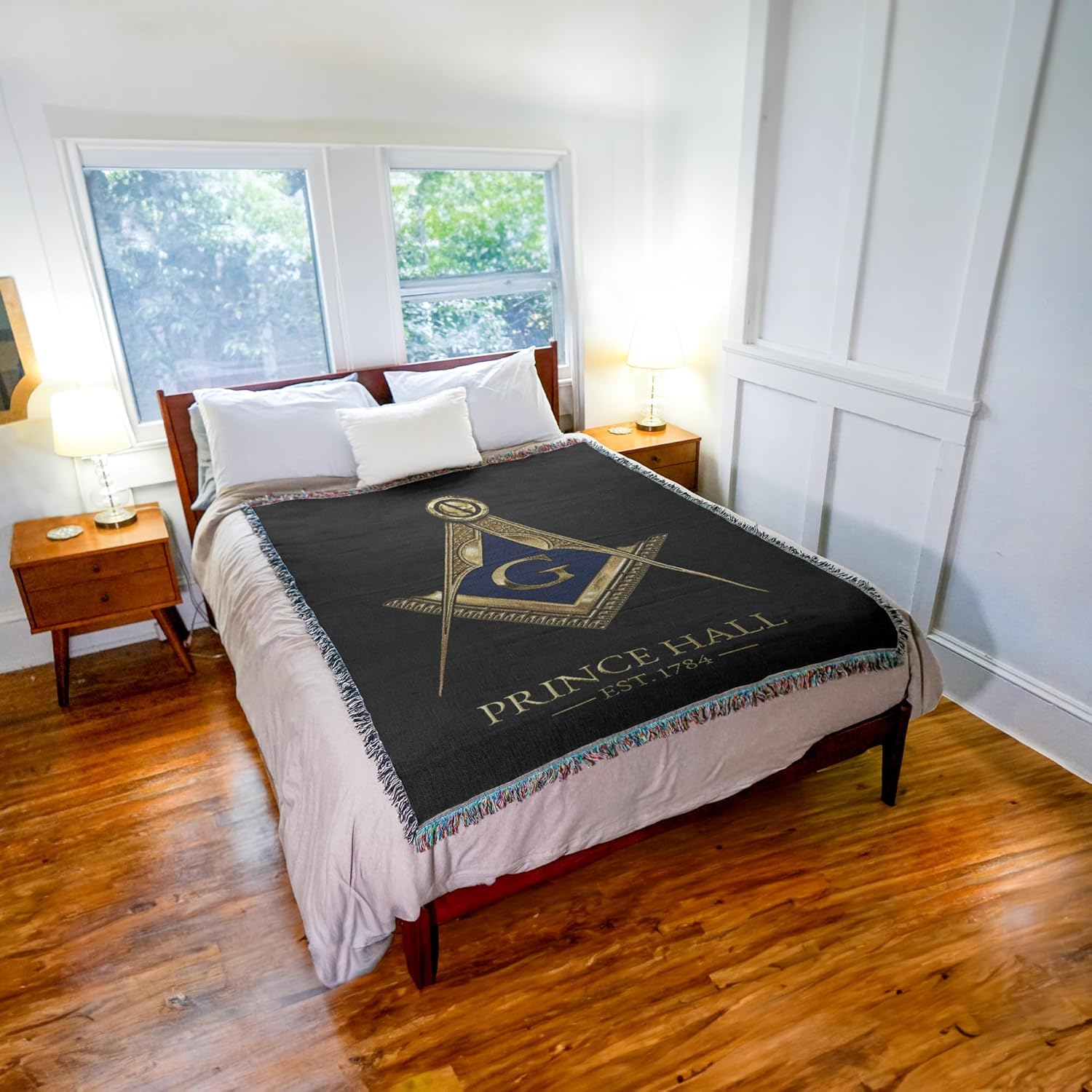 Pure Country Weavers Prince Hall Masonic Blanket - Gift Tapestry Throw Woven from Cotton - Made in The USA (72x54)