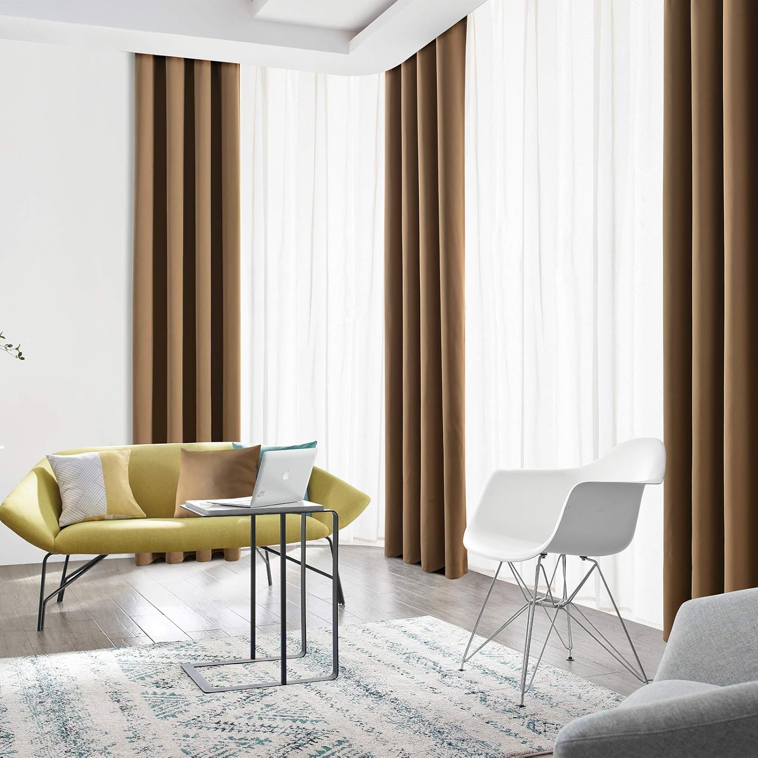 Blackout Curtains for Bedroom Thermal Insulated Light Blocking Room Darkening Curtains Solid Grommet Window Drapes for Living Room, Set of 2 Curtain Panels 52 W x 72 L inch Long Coffee
