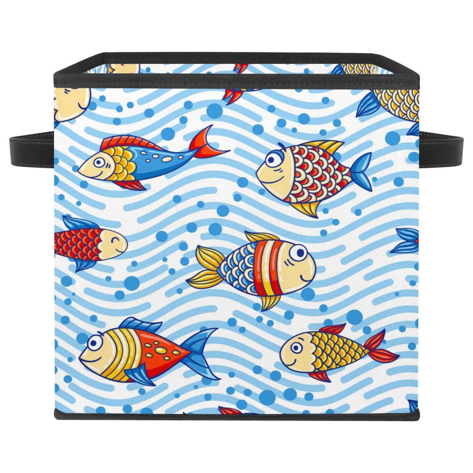 Bac de rangement en tissu poissons de l'océan, organiseur de placard pliable