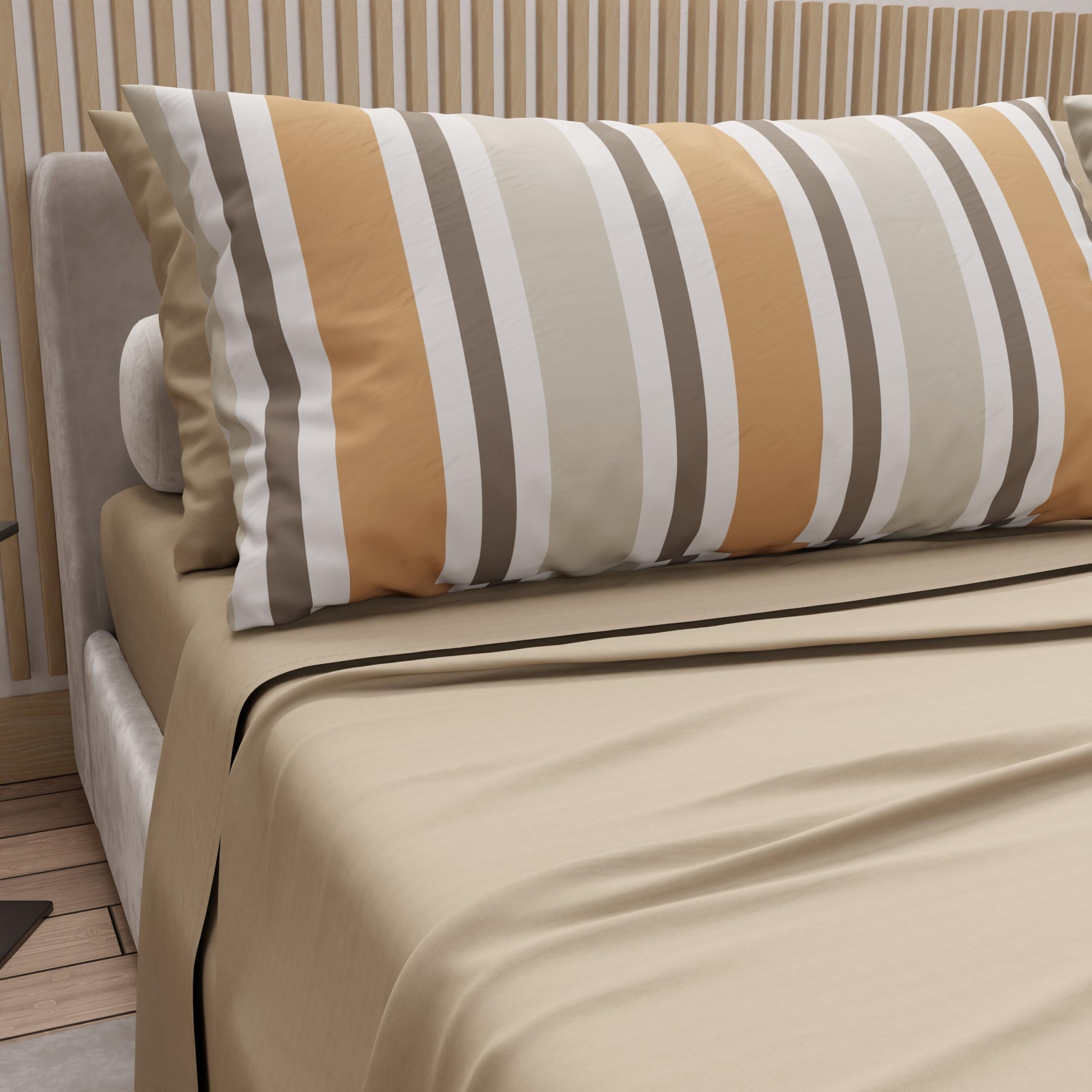 PETTI Artigiani Italiani - Lenzuola in Cotone, Completo Letto con Federe in Stampa Digitale Mille Righe 02 - Piazza e mezza - Fatto con amore in Italia dal 1968