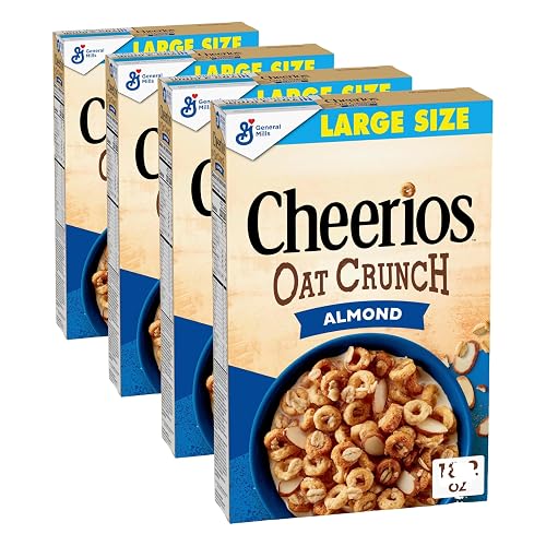 Cheerios Oat Crunch Almond Breakfast Cereal, Made with Whole Grain,