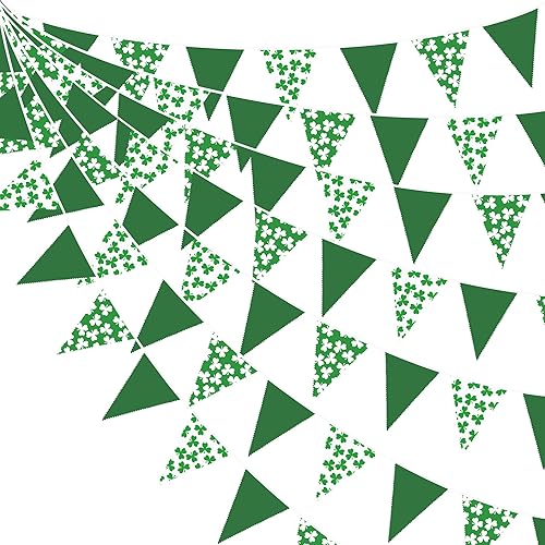 Decoraciones de fiesta del día de San Patricio, tréboles verdes y blancos, tela triangular, banderines para el día de San Patricio, primavera,