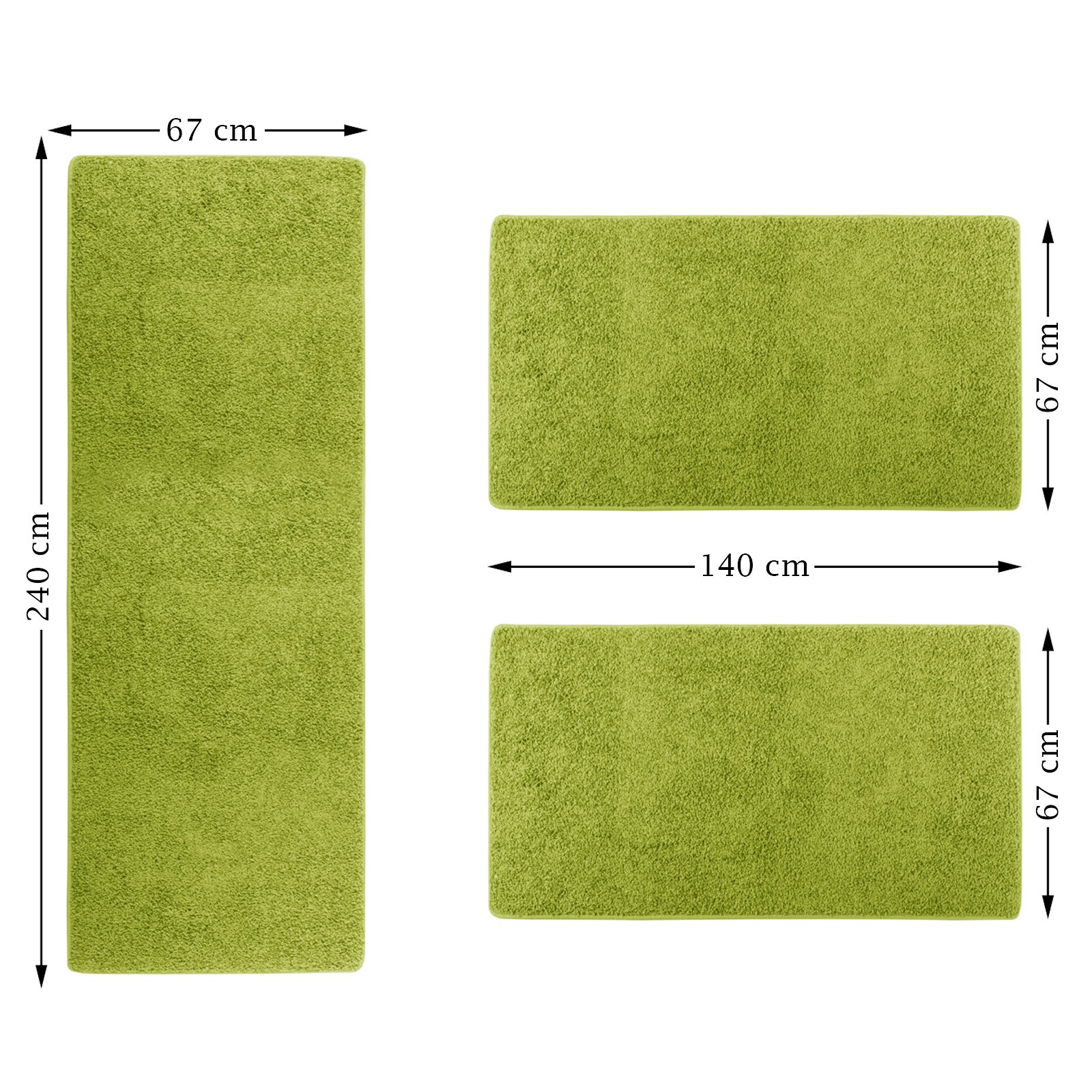 Set 3 Tappeti Pelo Corto Per Camera Da Letto - Colore Crema, Misure 60x100cm (2pz) + 80x250cm (1pz), Altezza Pelo 4mm - Foto 5